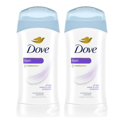 Dove Invisible Solid Antiperspirant Deodorant Stick 2 Count Fresh for Women, For All Day Underarm Sweat & Odor Protection 2.6 oz