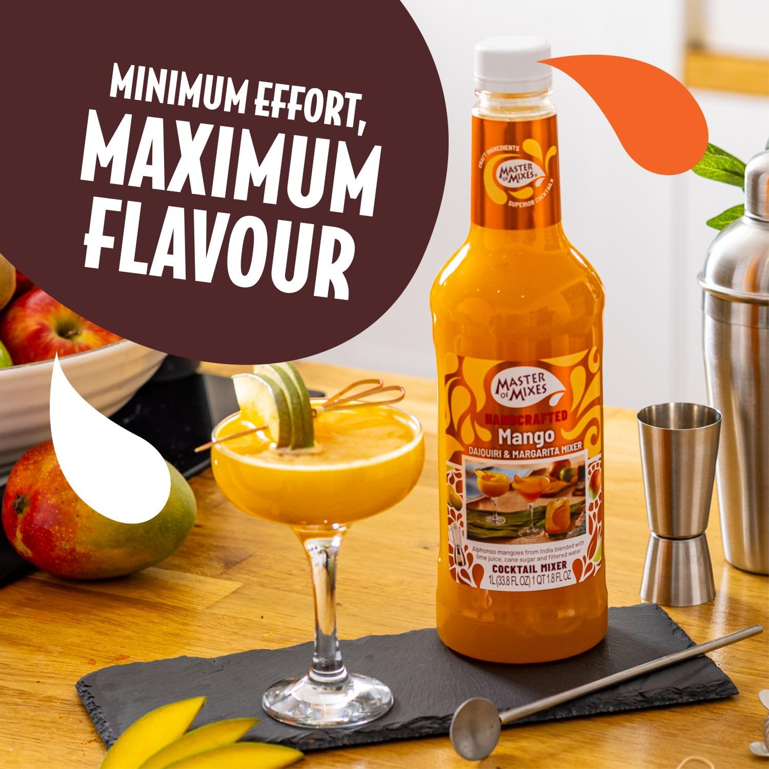 Master of Mixes Mango Daiquiri / Margarita Drink Mix, Ready to Use, 1 Liter Bottle (33.8 Fluid Ounces)