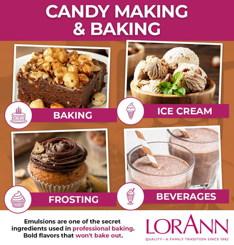 LorAnn Oils Hazelnut Bakery Emulsion: True Essence, Ideal for Boosting Fruit Tones in Cakes, Cookies & Desserts, Gluten-Free, Keto-Friendly, Extract Substitute Essential for Your Kitchen, 16 Oz