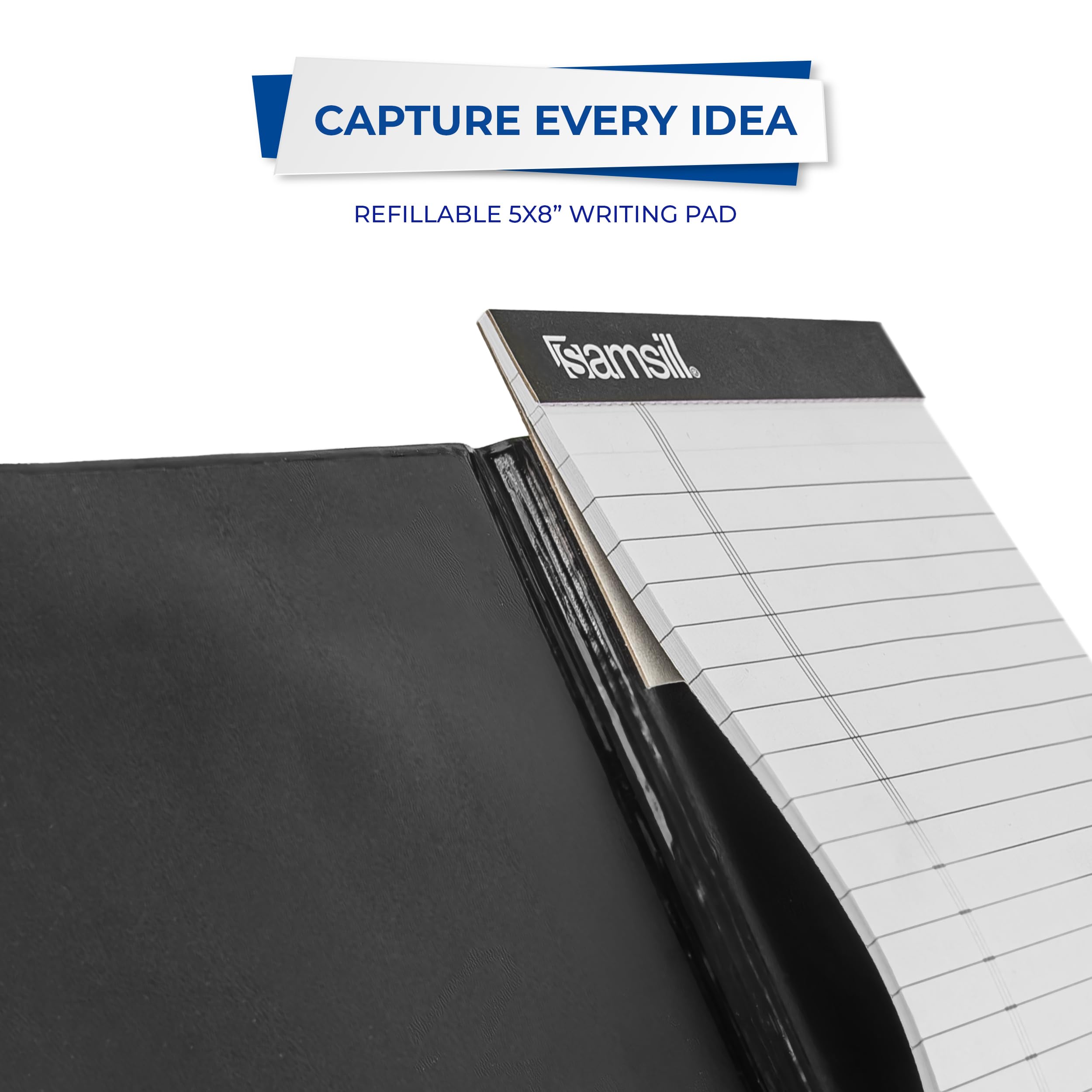 Samsill Junior Padfolio, 5.5 Inch x 8.5 Inch Writing Pad, Black