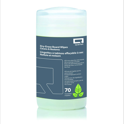 Quartet Dry Erase Cleaning Wipes, 70 Sheets, Non-Toxic Disposable Whiteboard Wipes, Low-Odor (52-180032Q),70 Wipes