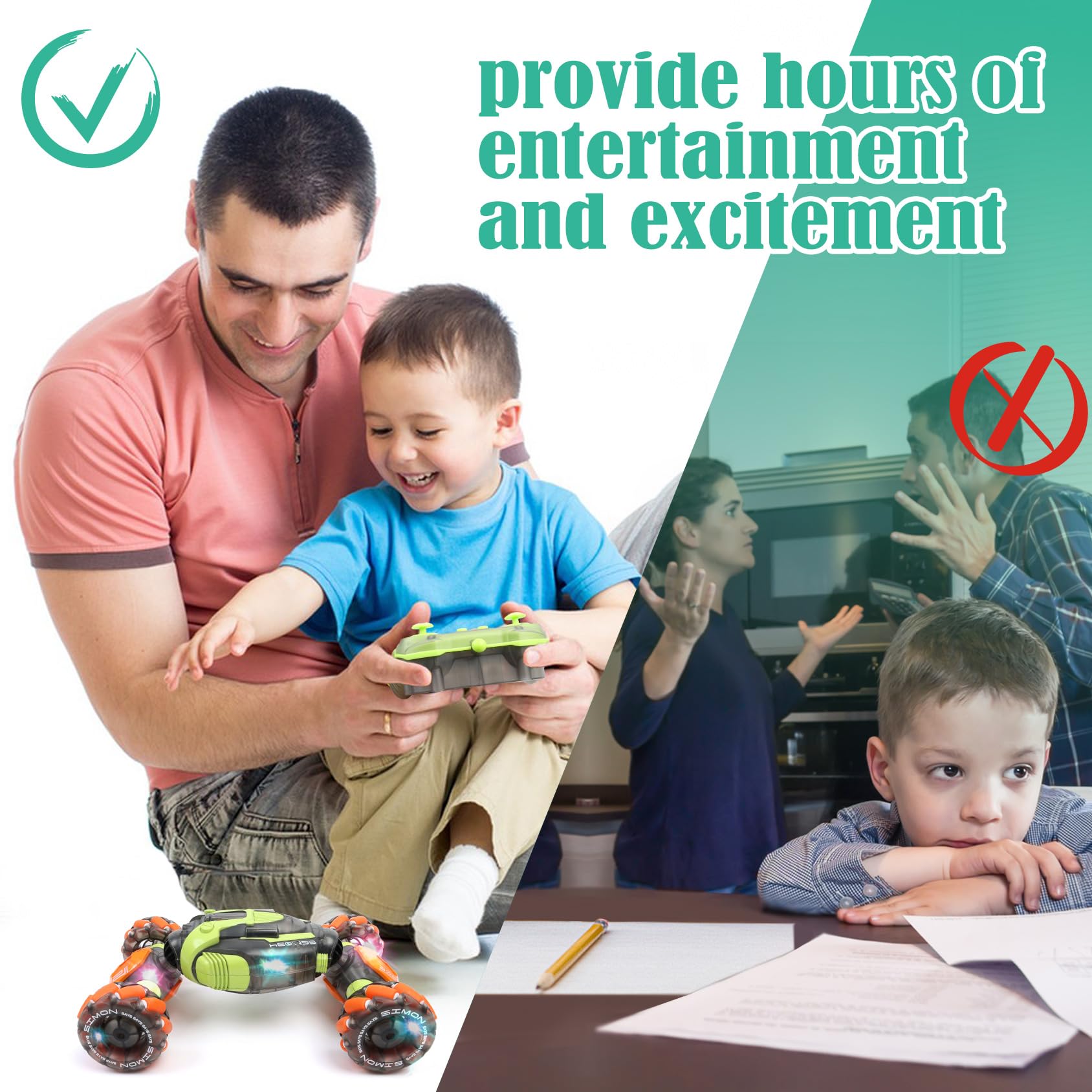 FUNiOi Gesture Sensing RC Stunt Car - Remote & Hand-Controlled Drift Toy for Kids Ages 5-7 6-8 9 10 11 12 Year Old, 4WD, Double-Sided Driving with Lights & Music