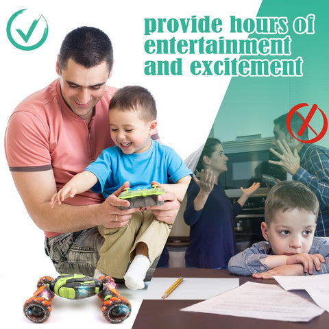 FUNiOi Gesture Sensing RC Stunt Car - Remote & Hand-Controlled Drift Toy for Kids Ages 5-7 6-8 9 10 11 12 Year Old, 4WD, Double-Sided Driving with Lights & Music
