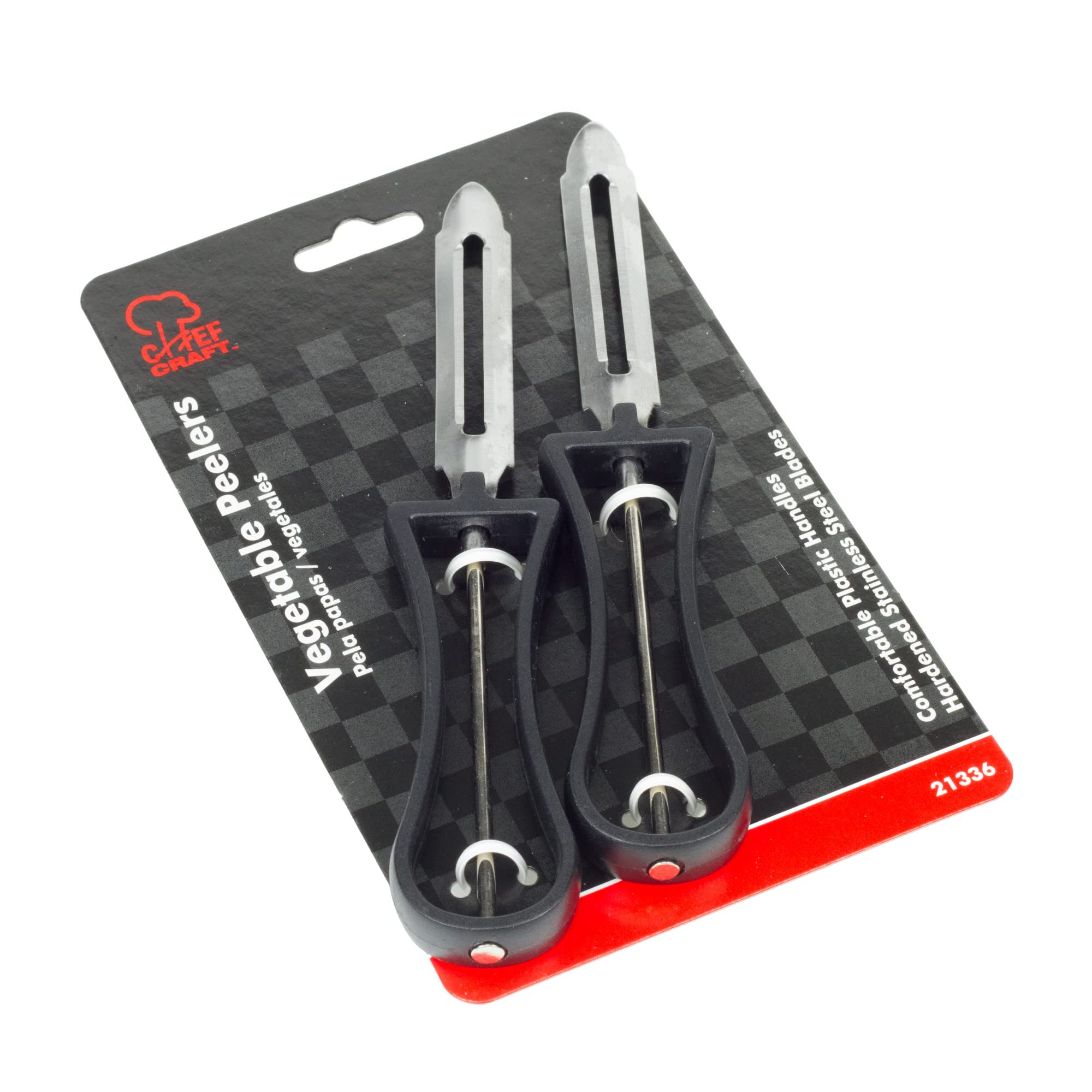 Chef Craft Classic Stainless Steel Blade Vegetable Peeler, 6 inches in length 2 piece set, Black