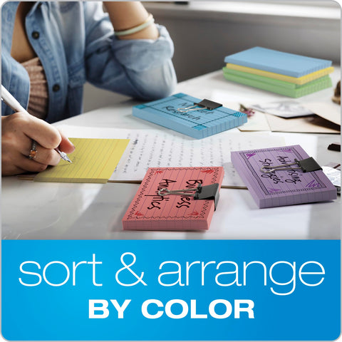 Oxford Ruled Color Index Cards, 3" x 5", Canary, 100 Per Pack (7321 CAN)