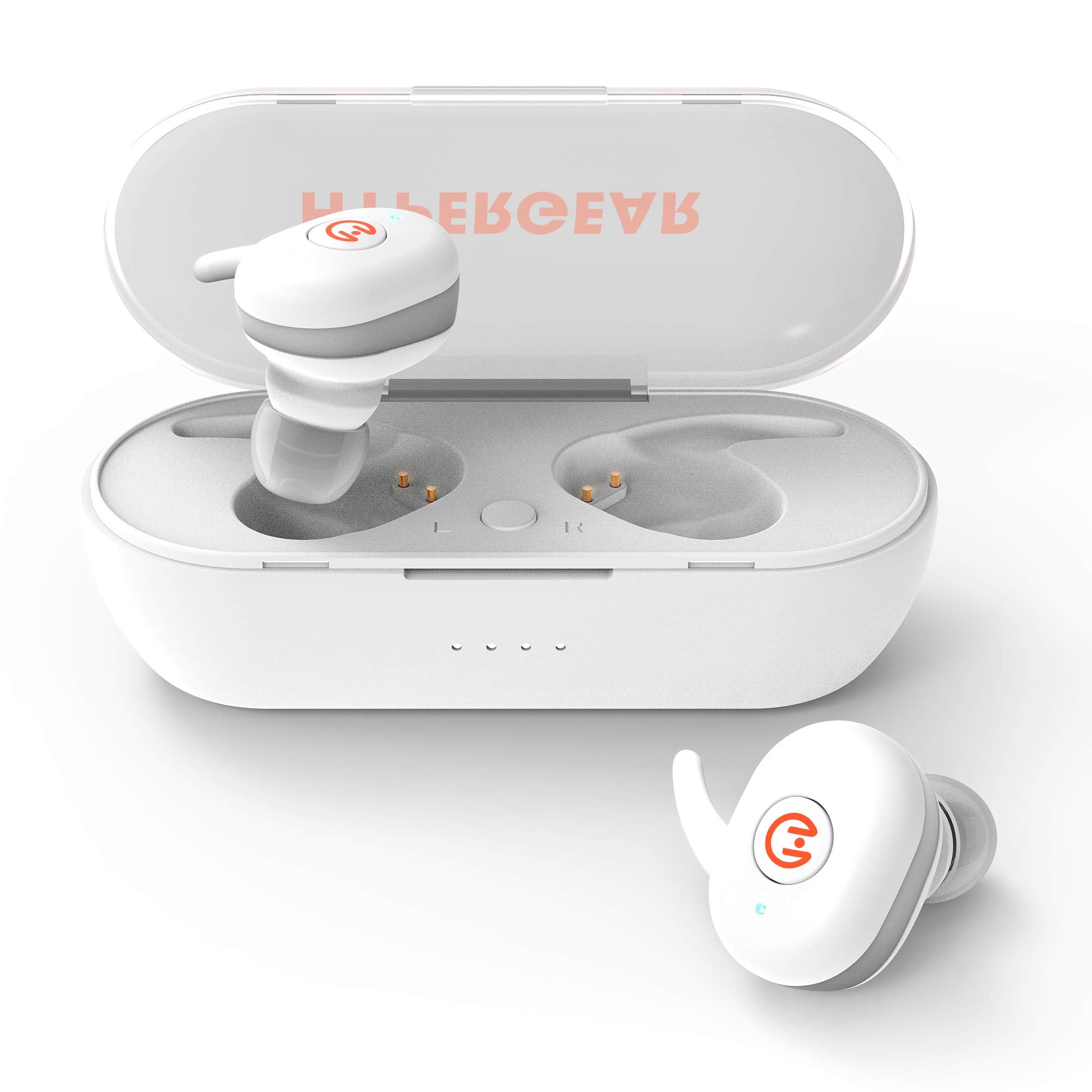 HyperGear Active True Wireless Bluetooth Earbuds – Noise Cancelling Mic, HD Stereo Sound, Touch Control, Quick Pairing, IPX5 Waterproof, Charging Case – Wireless Headphones for iPhone & Android, White
