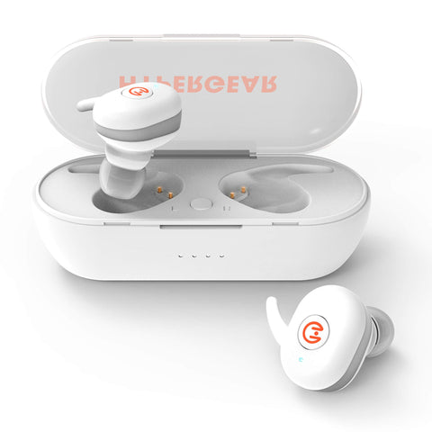 HyperGear Active True Wireless Bluetooth Earbuds – Noise Cancelling Mic, HD Stereo Sound, Touch Control, Quick Pairing, IPX5 Waterproof, Charging Case – Wireless Headphones for iPhone & Android, White