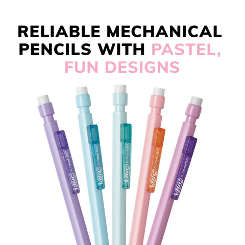 BIC® Xtra-Smooth Mechanical Pencils, Medium Point, 0.7 mm, #2 Lead, Assorted Pastel Barrel Colors, Pack Of 24 Pencils