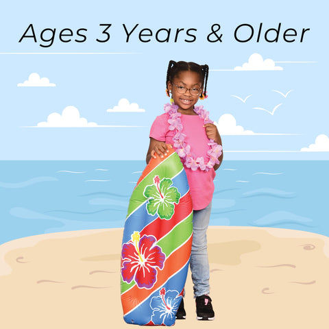 U. S. Toy Inflatable Surfboard Luau Decoration Theme Beach Pool Toy, Beach, Tropical, Hawaiian Party Decor, Inflatable Backyard Pool Toy, 3 Ft. Long, 1-Pack, 3 Years & Older