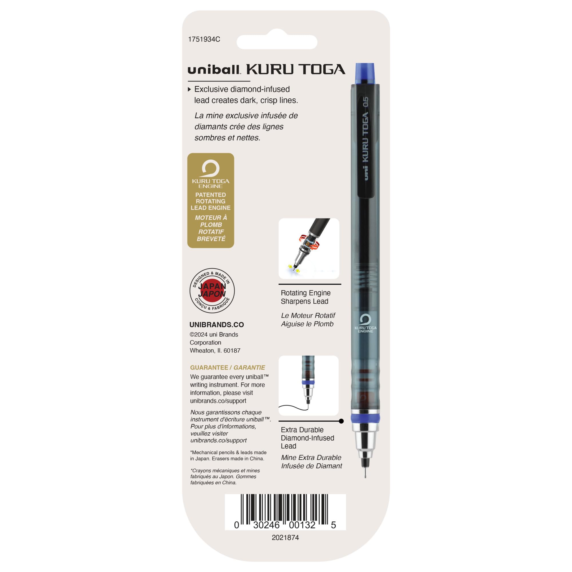 Uni-Ball 1751934 KuruToga Mechanical Pencil, 0.5mm, HB #2, 1 Count