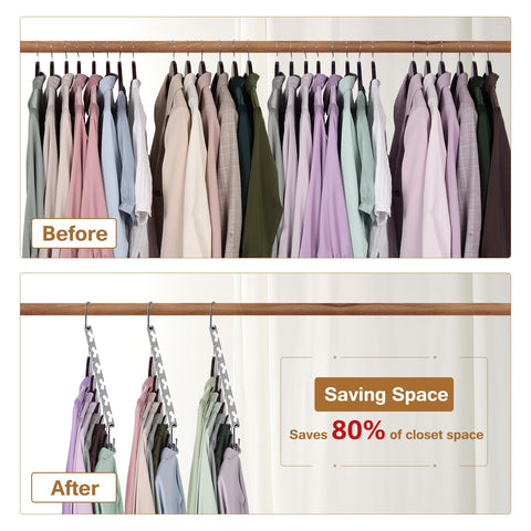 Space Saving Hangers for Clothes 6 Pack, Sturdy Metal Hangers Wardrobe Organizer, Magic Cascading Hanger, Closet Space Saver Closet Organizers and Storage