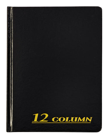 Adams Account Book, 7 x 9.25 Inches, Black, 12-Columns, 80 Pages (ARB8012M)