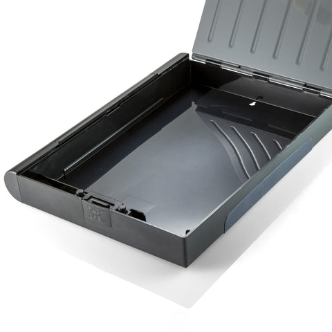 Officemate Double Storage Clipboard, Form Holder with 2 Compartments, Magnetized Storage, Pen Holder & Clip, Letter Size, Recycled Plastic, Gray/Black (83357)