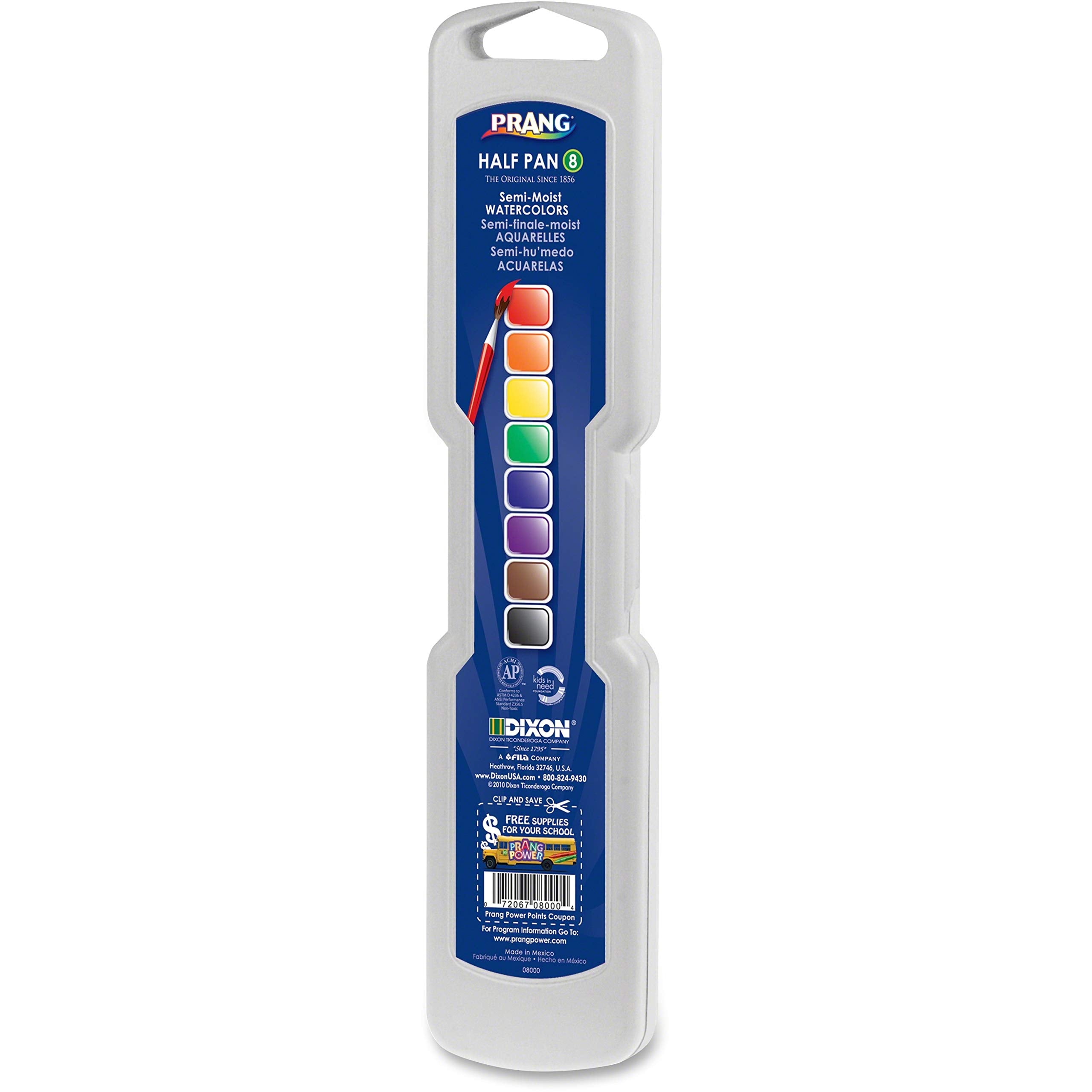 PRANG Half Pan Watercolor Paint Set with Brush and Lid, 8 Assorted Colors / 2 Pack