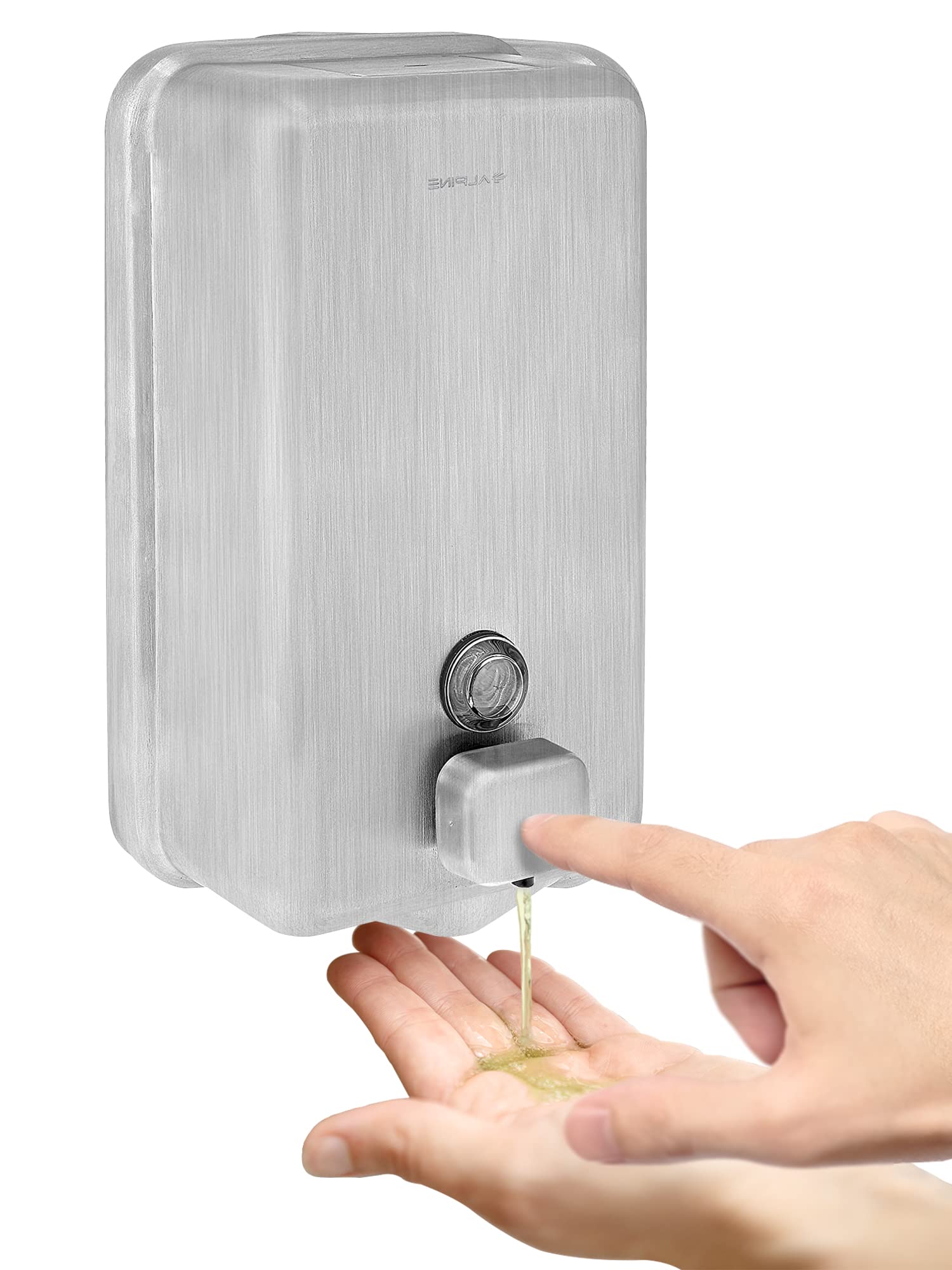 Alpine Industries Manual Stainless Steel Liquid Soap Dispenser, Vertical – 40oz Capacity - Rust Proof Wall Mounted Commercial Handsoap Holder for Office Home & Hotel