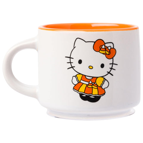 Silver Buffalo Sanrio Hello Kitty Halloween Themed 4 pack Ceramic Espresso Set with Storage Rack, 3 Ounces