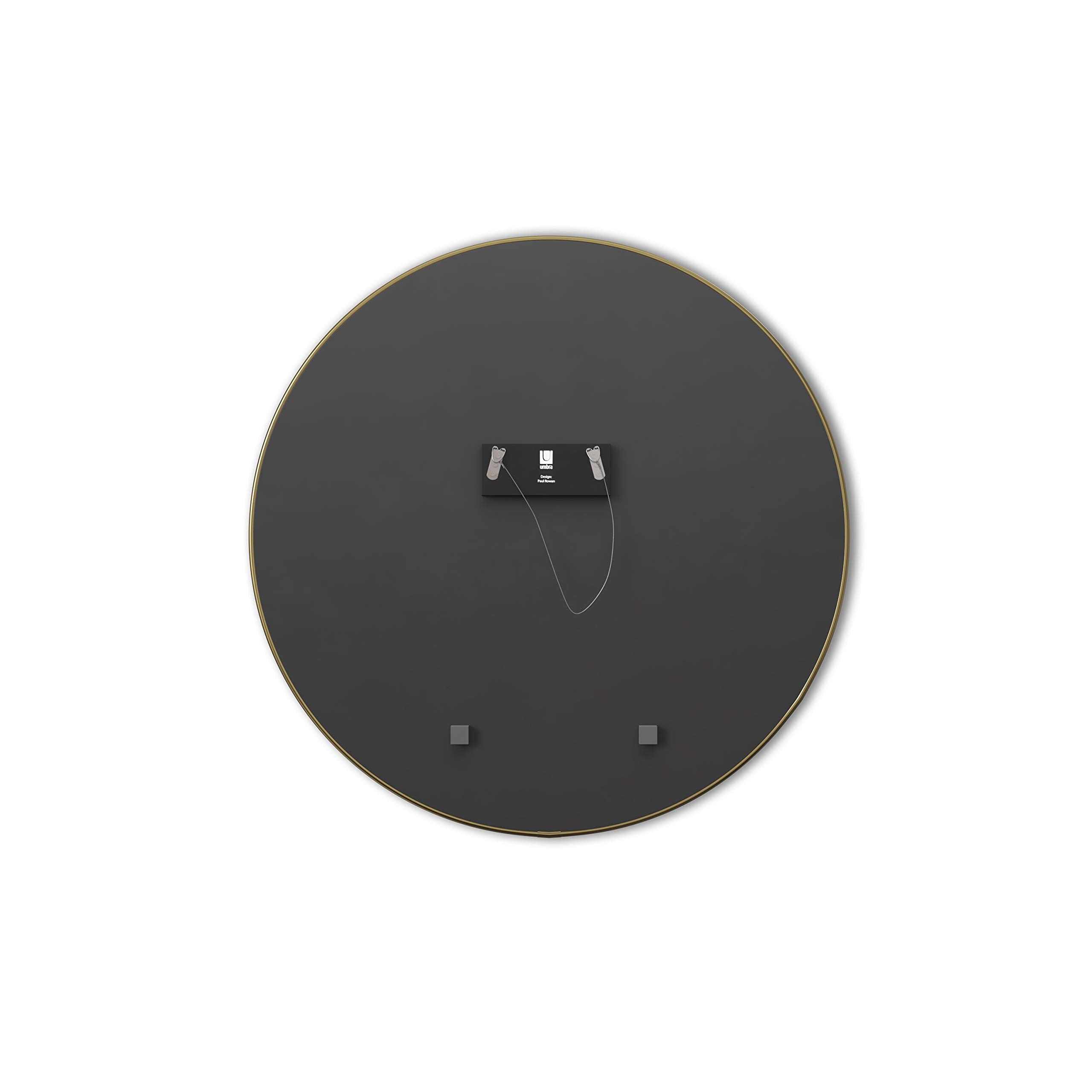 Umbra, Brass Hubba 18” Round Wall Mirror with Rubber Frame, Modern Decor for Entryways, Bathrooms, Living Rooms