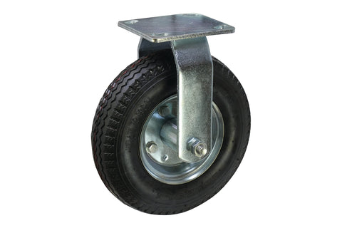 Shepherd Hardware 9795 8-Inch Pneumatic Caster Wheel, Rigid Plate, Steel Hub with Ball Bearings, 5/8-Inch Bore Centered Axle , Black