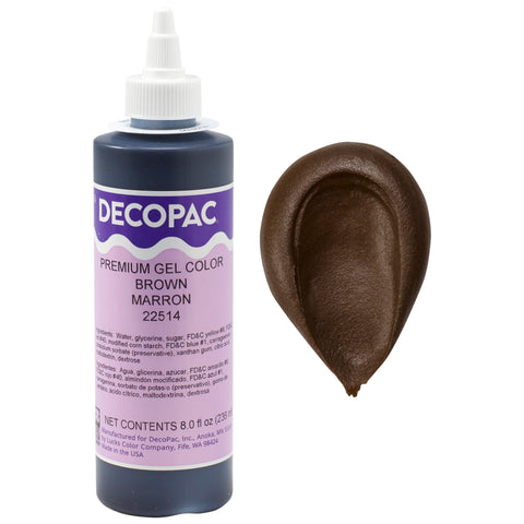 DecoPac Premium Gel Food Coloring | Brown Food Coloring For Baking | 8oz | Color Buttercream, Fondant, Frosting & Piping Gel, Food Safe, Highly Concentrated Gel, 8 oz - Brown
