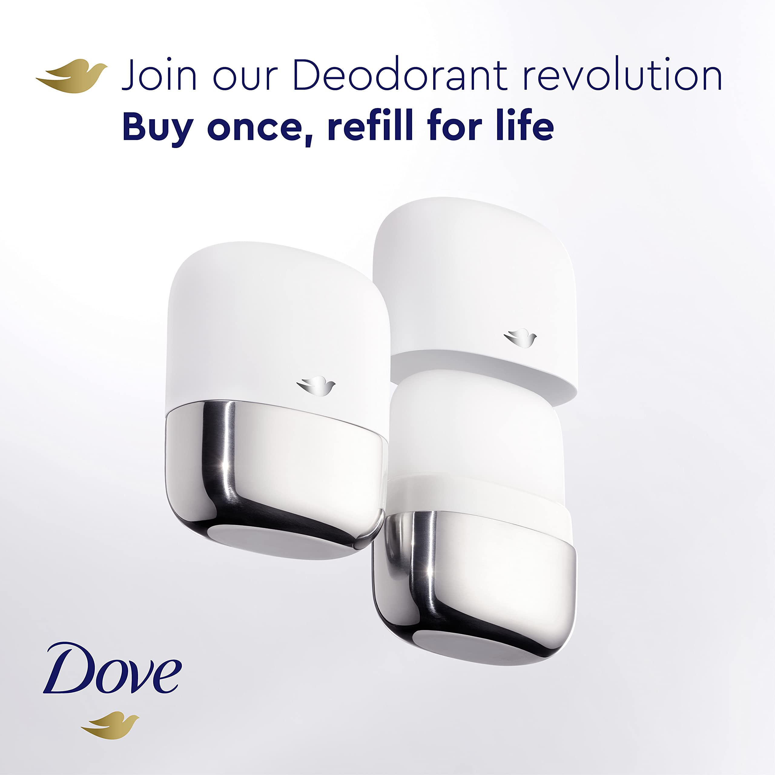 Dove Refillable Deodorant Starter Kit 0% Aluminum Coconut & Pink Jasmine Aluminum Free Deodorant 1.13 oz