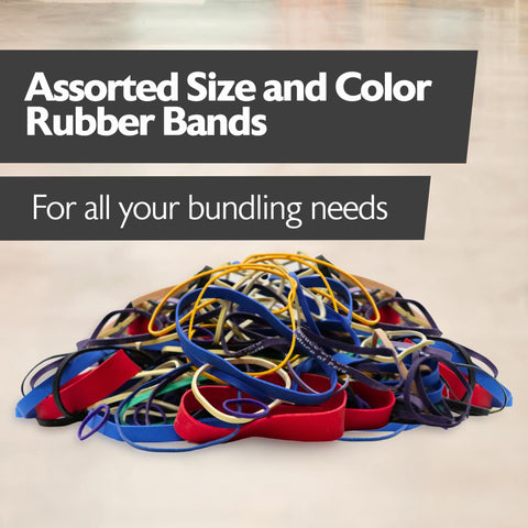 BAZIC Assorted Dimensions 227g/0.5 lbs. Rubber Bands, Multi Color