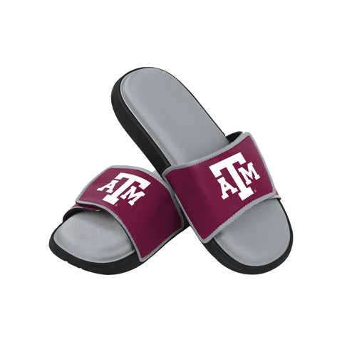 FOCO NCAA Texas A&M Aggies Mens Deluxe Foam Sport Shower Slide Flip Flop SandalsDeluxe Foam Sport Shower Slide Flip Flop Sandals, Team Color, Medium/ Mens Size 9-10