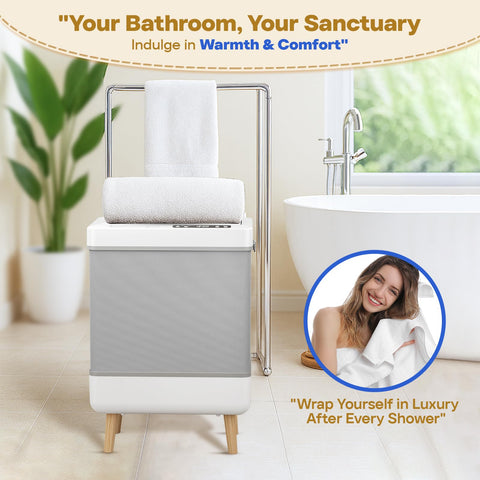VIPBATH 35L Towel Warmer for Bathroom, Family-Sized Foldable Design with Window, Dual Safety Shut-Off for Overheat & Tip-Over, 12 Aroma Discs Gift Set, a Spa-Like Luxury for Home