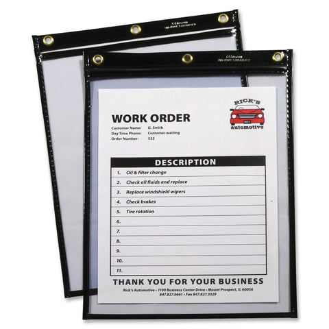 C-Line Heavy Duty Super Heavyweight Plus Stitched Shop Ticket Holder, Black, 9 x 12 Inches, Box of 15 Shop Ticket Holders (50912)