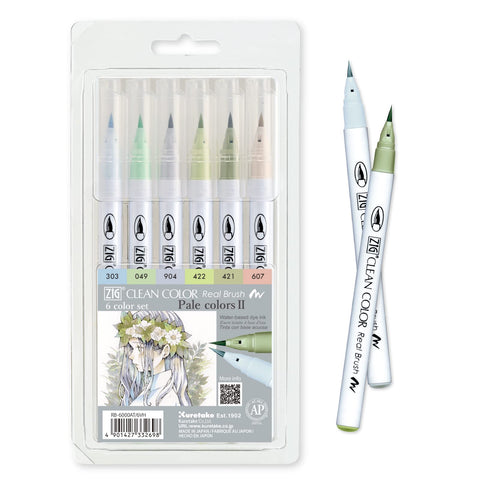ZIG CLEAN COLOR REAL BRUSH 6 Color set (6 Pale Colors set II)
