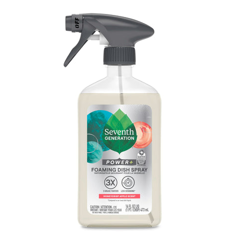 Seventh Generation Power+ Foaming Dish Spray Dishwashing soap Honey Crisp Apple Cuts Grease 16 oz