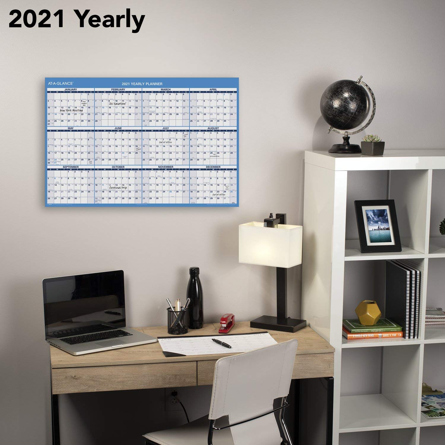 2021 Erasable Calendar, Dry Erase Wall Planner by AT-A-GLANCE, 48" x 32", Jumbo, Horizontal, Reversible for Planning Space, 48" x 32" (PM3002821)