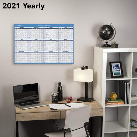 2021 Erasable Calendar, Dry Erase Wall Planner by AT-A-GLANCE, 48" x 32", Jumbo, Horizontal, Reversible for Planning Space, 48" x 32" (PM3002821)