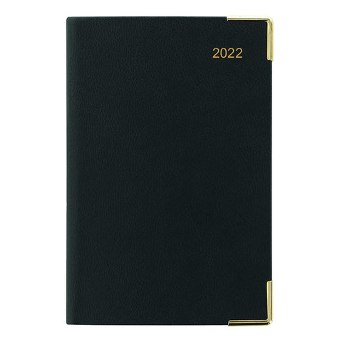 LETTS Classic Weekly Planner, 12 Months, January to December, 2022, Week-to-View, Gold Corners, 4.25" x 2.75", Black (C32EBK-22)