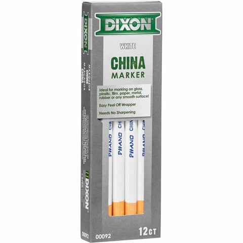 Dixon® Phano® China Markers, White, Box Of 12