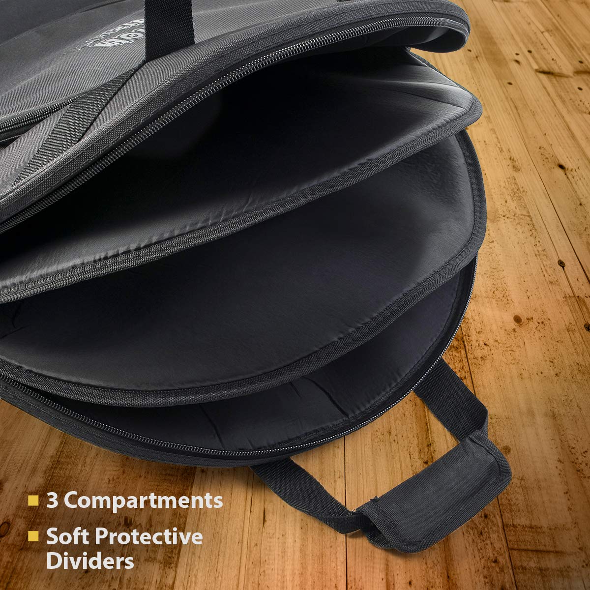 22" Cymbal Bag by Hola! Music, 3 Inner Compartments, 17" Pocket and Backpack Straps