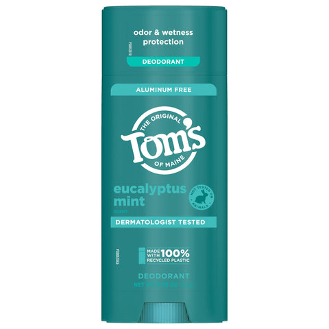 Tom’s of Maine Eucalyptus Mint Aluminum Free Natural Deodorant For Women & Men | Goes on Clear | Odor & Wetness Protection | Naturally Derived and Moisture-Locking Ingredients | 3.25 oz