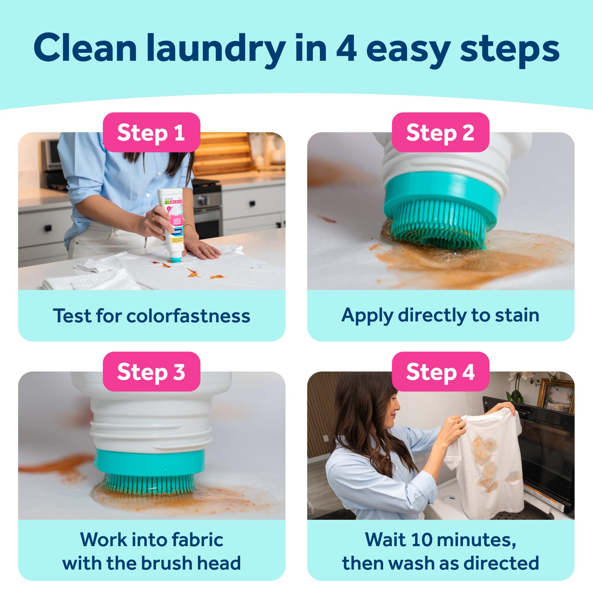 Carbona Laundry Stain Scrubber & Remover (8.4 Fl Oz), Extra-Strength Bio-Enzyme Formula, Brush-Top Applicator for Fiber-Deep Clean, Fast & Easy
