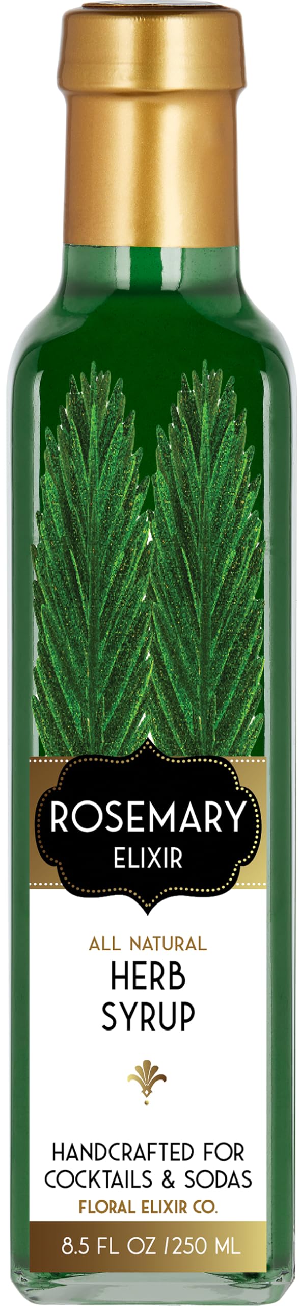 Floral Elixir Co. - All Natural HERB Syrup for Cocktails & Sodas, 8.5 oz (Rosemary)