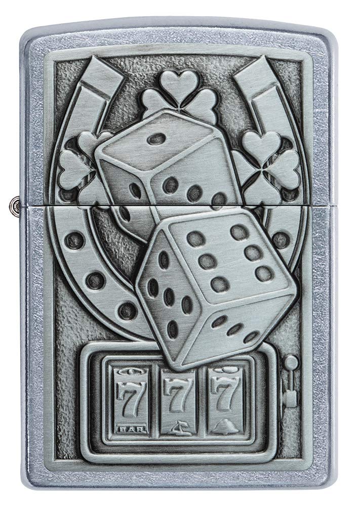Zippo Lucky 7 Emblem Street Chrome Pocket Lighter, Silver, One Size