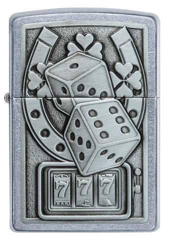 Zippo Lucky 7 Emblem Street Chrome Pocket Lighter, Silver, One Size