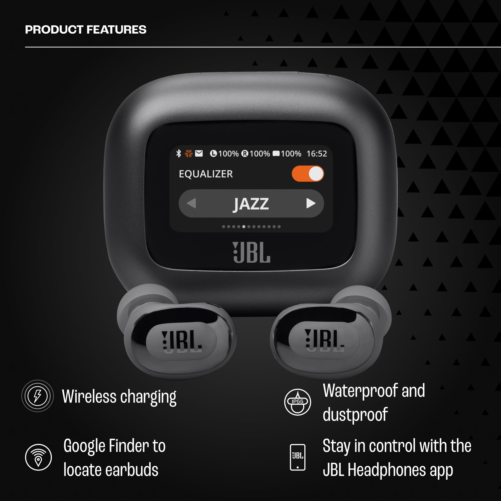 JBL Live Buds 3 - True Wireless Noise-Cancelling Bud-Type Earbuds, 40Hrs Total Playback, Wireless Charging, 6 Mics for Perfect Calls, Multi-Point Connection, IP55 Waterproof and dustproof (Black)