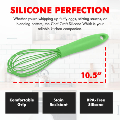 Chef Craft Premium Silicone Wire Cooking Whisk, 10.5 inch, Green