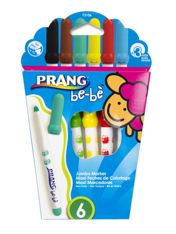 PRANG be-be Jumbo Art Markers for Small Children, Washable, Assorted Colors, 6-Pack (73106)