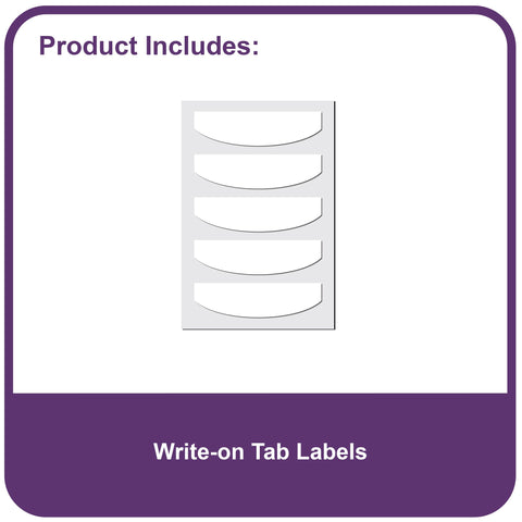 C-Line Mini Size 5-Tab Poly Index Dividers with Pockets, for 5.5 x 8.5, 6 x 9 and 8.5 x 11 Binders, Assorted Colors, One 5-Tab Set (03750)