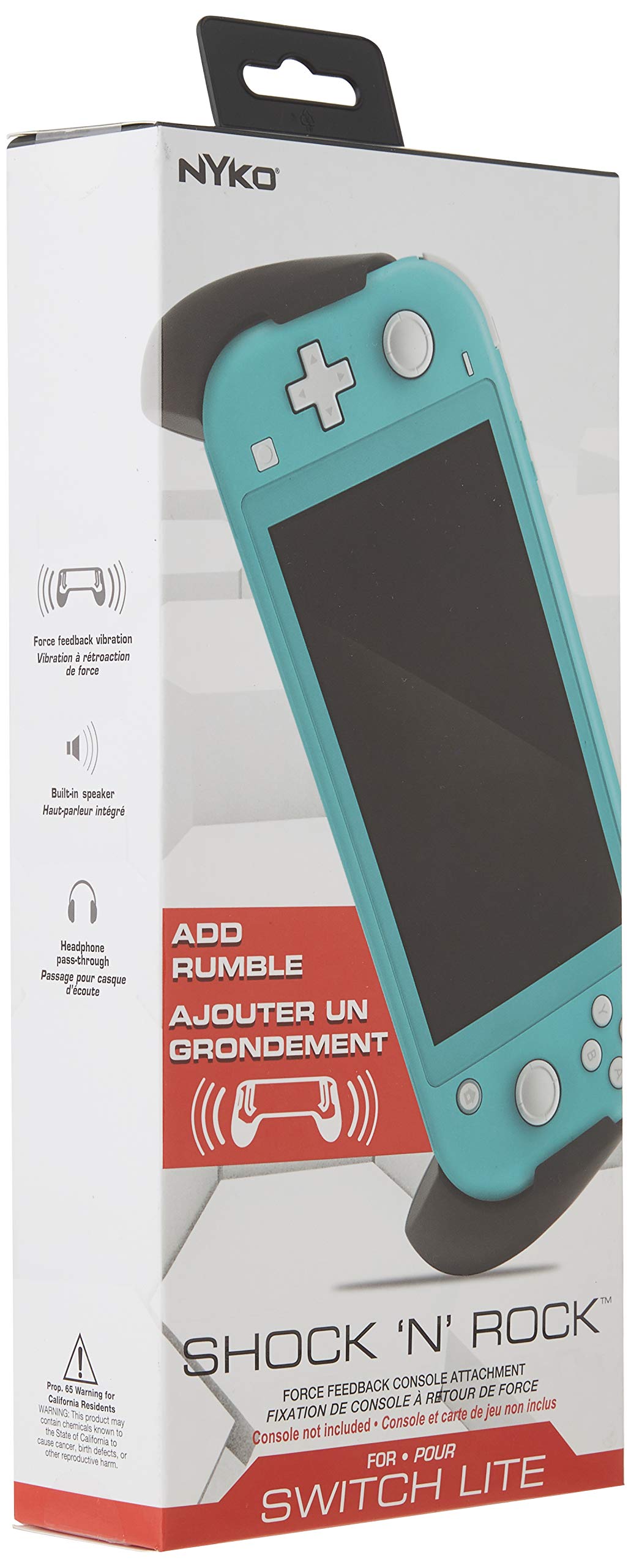 Nyko Shock 'N' Rock for Nintendo Switch Lite - Ergonomic Comfortable Grip That Adds Accurate Rumble Effect and Stereo Speaker - Nintendo Switch