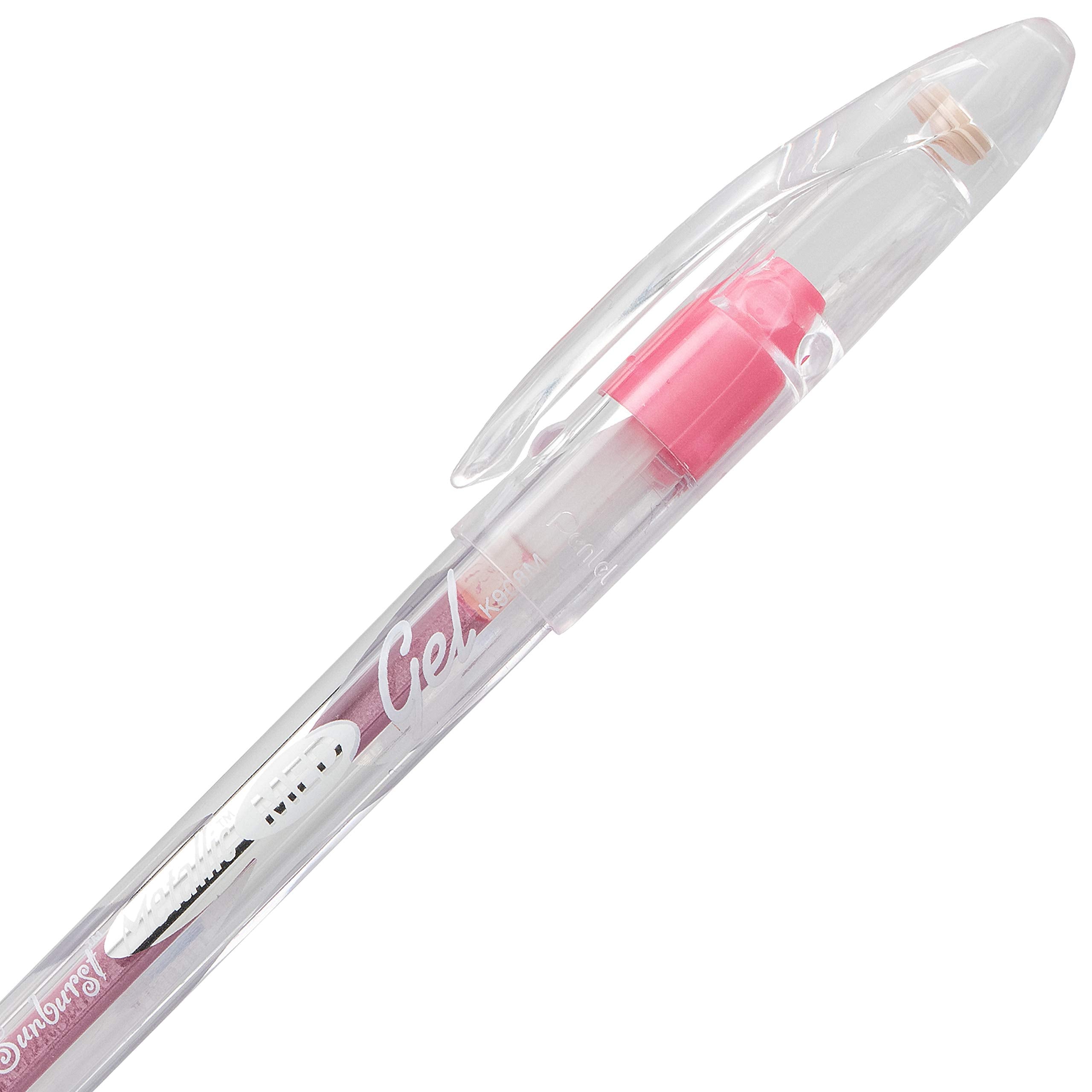 Pentel Sunburst Metallic Gel Pen, Medium Line, Permanent, Assorted Ink, 5 Pack (K908MBP5M)
