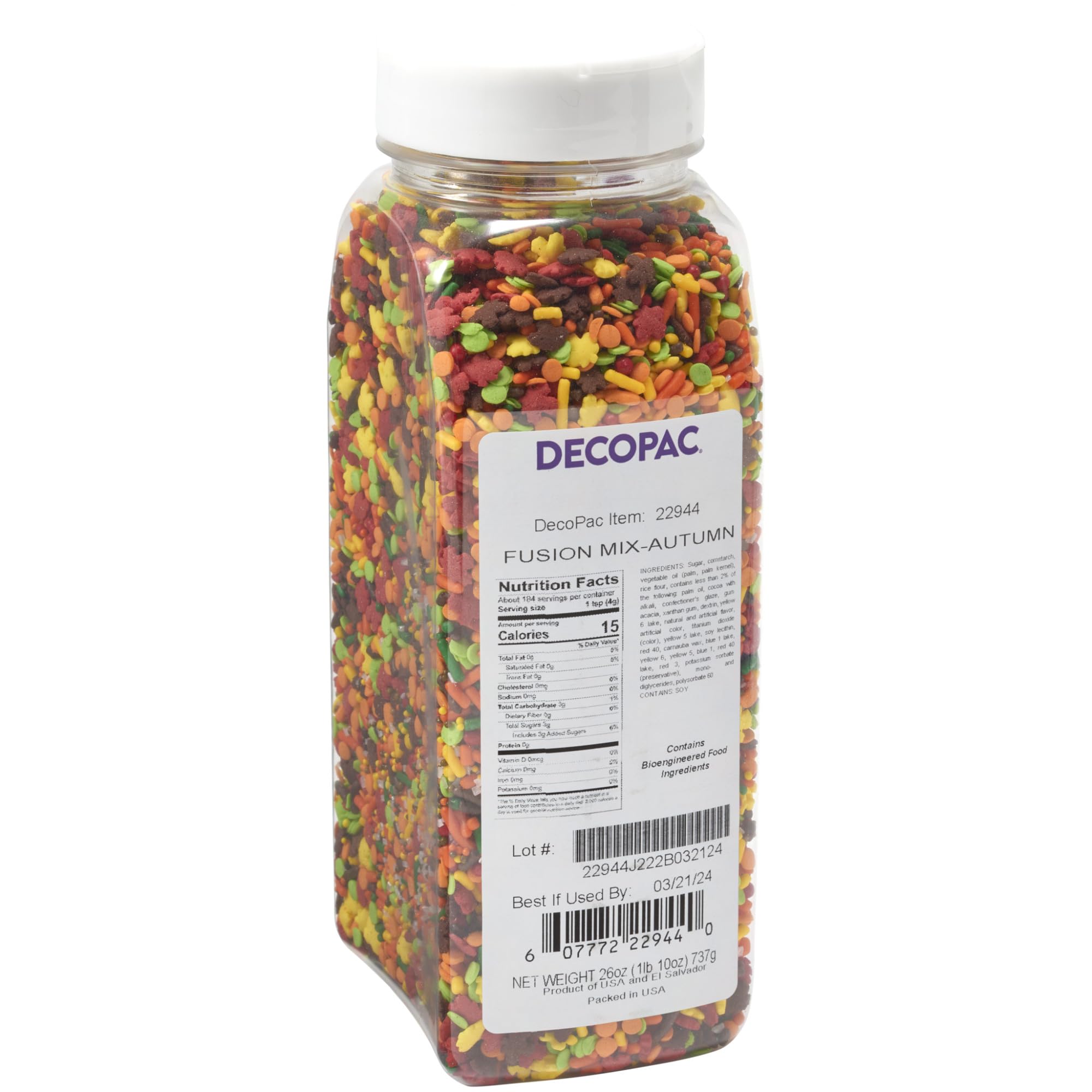DecoPac Autumn Fusion Mix Sprinkles, 26oz, Shaped Candy Sprinkles in Handheld Container, Edible Decorations For Celebration Cakes, Cupcakes, Cookies and Donuts