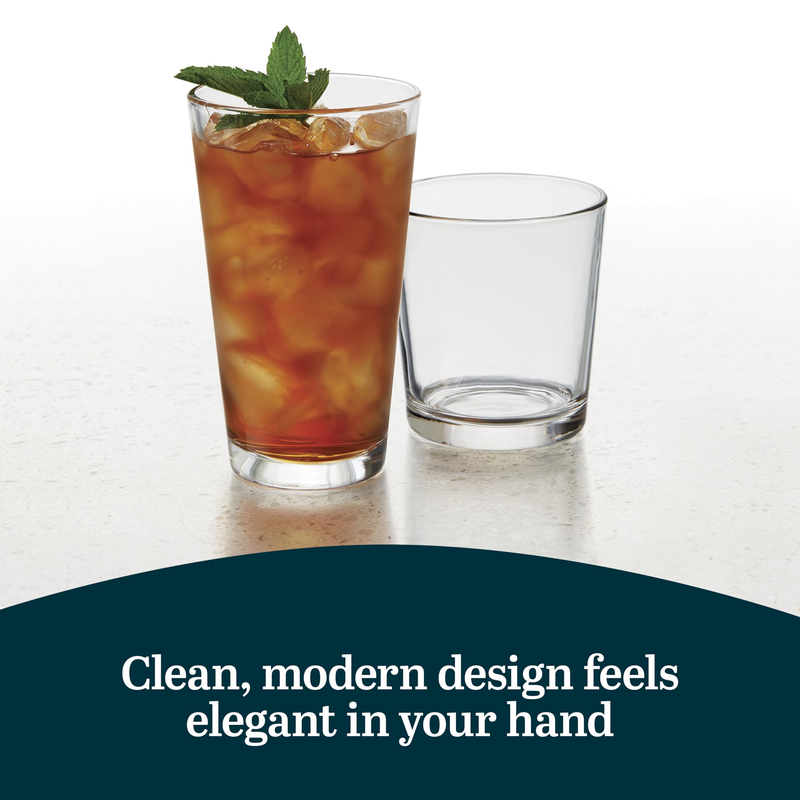Libbey Flare Rocks, Glass Tumbler Set, Stylish Lead-Free Drinking Glasses Set of 16, Dishwasher-Safe Glass Cups Set for Daily Use and Parties