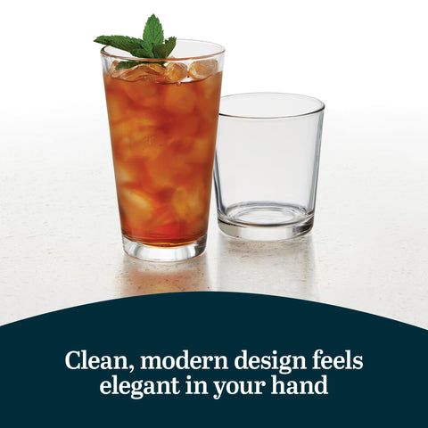 Libbey Flare Rocks, Glass Tumbler Set, Stylish Lead-Free Drinking Glasses Set of 16, Dishwasher-Safe Glass Cups Set for Daily Use and Parties