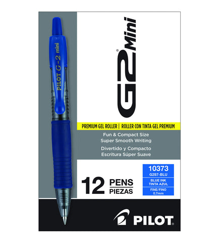 PILOT G2 Mini Premium Rolling Ball Gel Pens, Fine Point, Blue Ink, 12-Pack (10373)